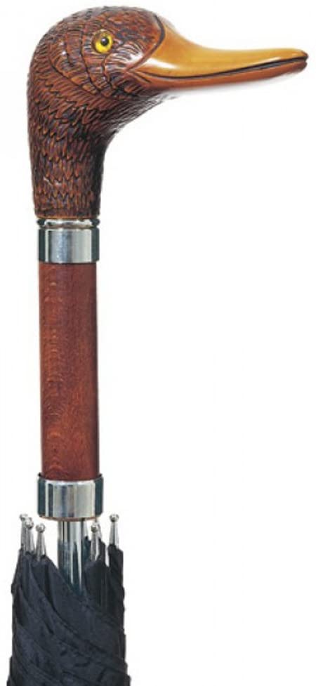 B00TUHGA8U Mallard Duck Handle Beechwood Italian Self Opening Umbrella with Sheath