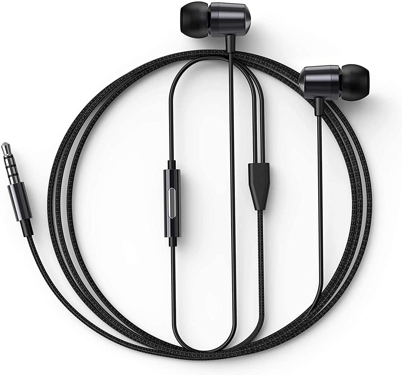 Wired Earbuds with Microphone Comfortable&Lightweight, Extra Bass with Balanced Sound in-Ear Headphones and Volume Control, Earphones for Phone Tablet -Jack 3.5 mm, Gorgeous-Pack (Happy-Black)