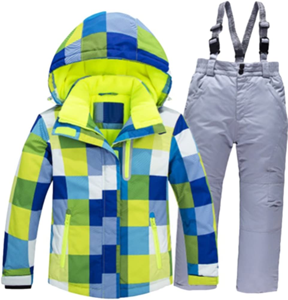 B076J4R22R Mallimoda Boy's Girl's Winter Colorblock Ski Jacket 2-Piece Snowsuit