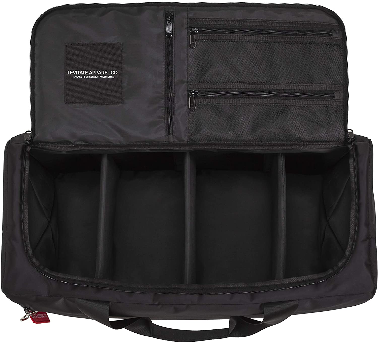 B08BFJ9KDD SNEAKER BAG - Premium Travel & Gym Duffle with 3 adjustable dividers for shoes, clothing and essentials! (black)