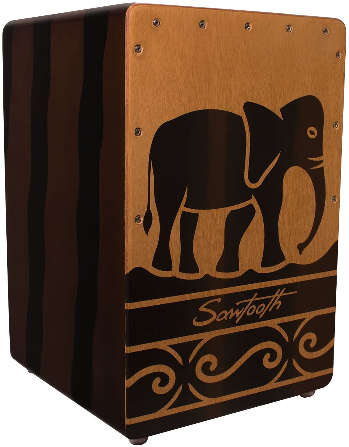 B01L3RKEOA Sawtooth Harmony Series Hand Stained Elephant Design Compact Cajon