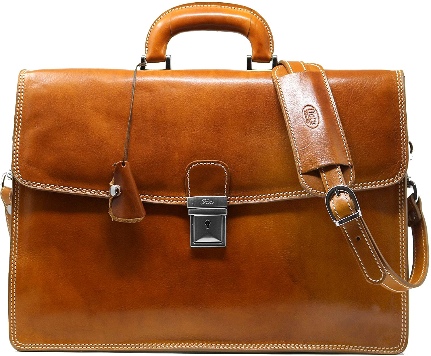 B01LW6CXL5 Floto Full Grain Leather Milano Briefcase Attache Laptop Case (Olive (Honey) Brown)