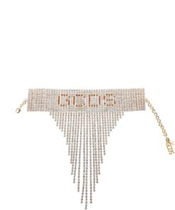 GCDS Fringed Embellished Choker Necklace