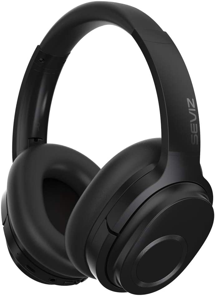 B07Y83HCSZ SEVIZ Wireless Bluetooth Headphones, 40 Hours, The Best Sound and Powerful bass, Noise canceling, Ear-Friendly earpads, Foldable, Built-in Microphone, Stereo Headphones 11, Black