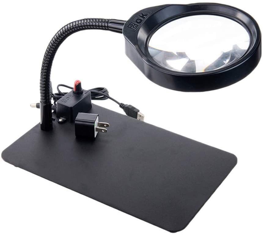 B08RHM8TLZ JIHAE115 Magnifying Glass Desktop Enlarged Desk lamp with LED Light Brightness Adjustment Bracket May Bend Definition White Camera USB Power (Color : Black, Size : 10) 