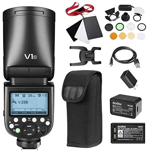 B083BGK934 Godox V1-S TTL On-Camera Round Camera Flash, Speedlight 2.4G TTL Compatible for Sony Camera Autoflash with AK-R1 Flash Accessories Kit