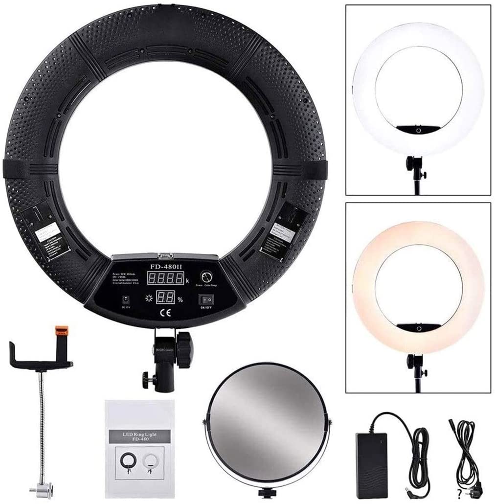 B08PKPNFGW EEGUAI Continuous Output Lighting Macro & Ringlight Flashes Anchor Video Fill Light Photography Video Light for Shooting (Color : Black, Size : 45x10x48cm)