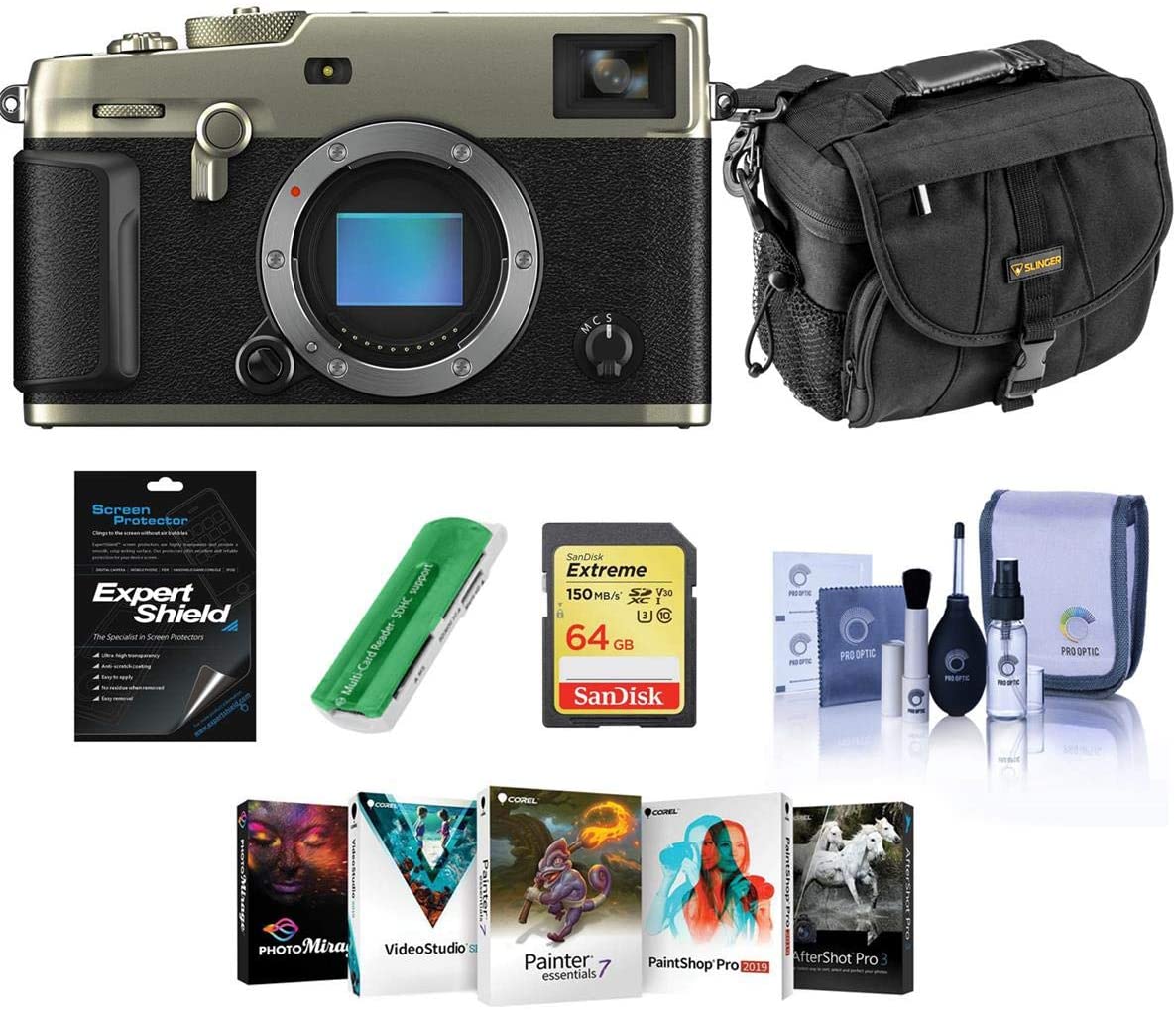 B0854JWPWT Fujifilm X-Pro3 Mirrorless Digital Camera, Dura Silver - Bundle with Camera Bag, 64GB Memory SDXC Card, Cleaning Kit, Screen Protector, Card Reader, PC Software Package