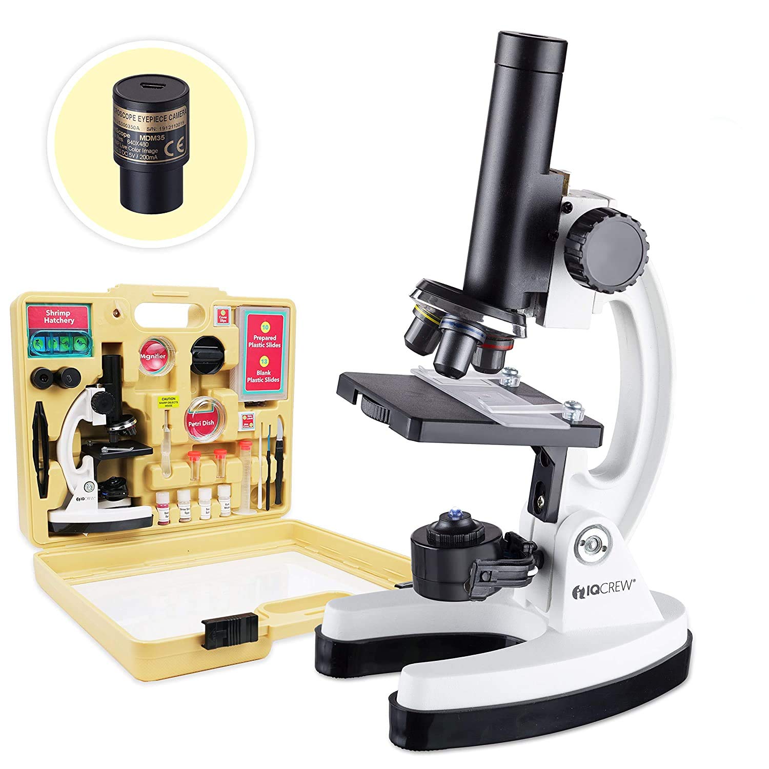 B08H7114SF AmScope - M40-K-MDM35 IQCREW by 120X â€“ 1200X Kidâ€™s 85+ Piece Premium Microscope STEM Kit with Color Camera, Interactive Kidâ€™s Friendly Software, Prepared and Blank Slides and More