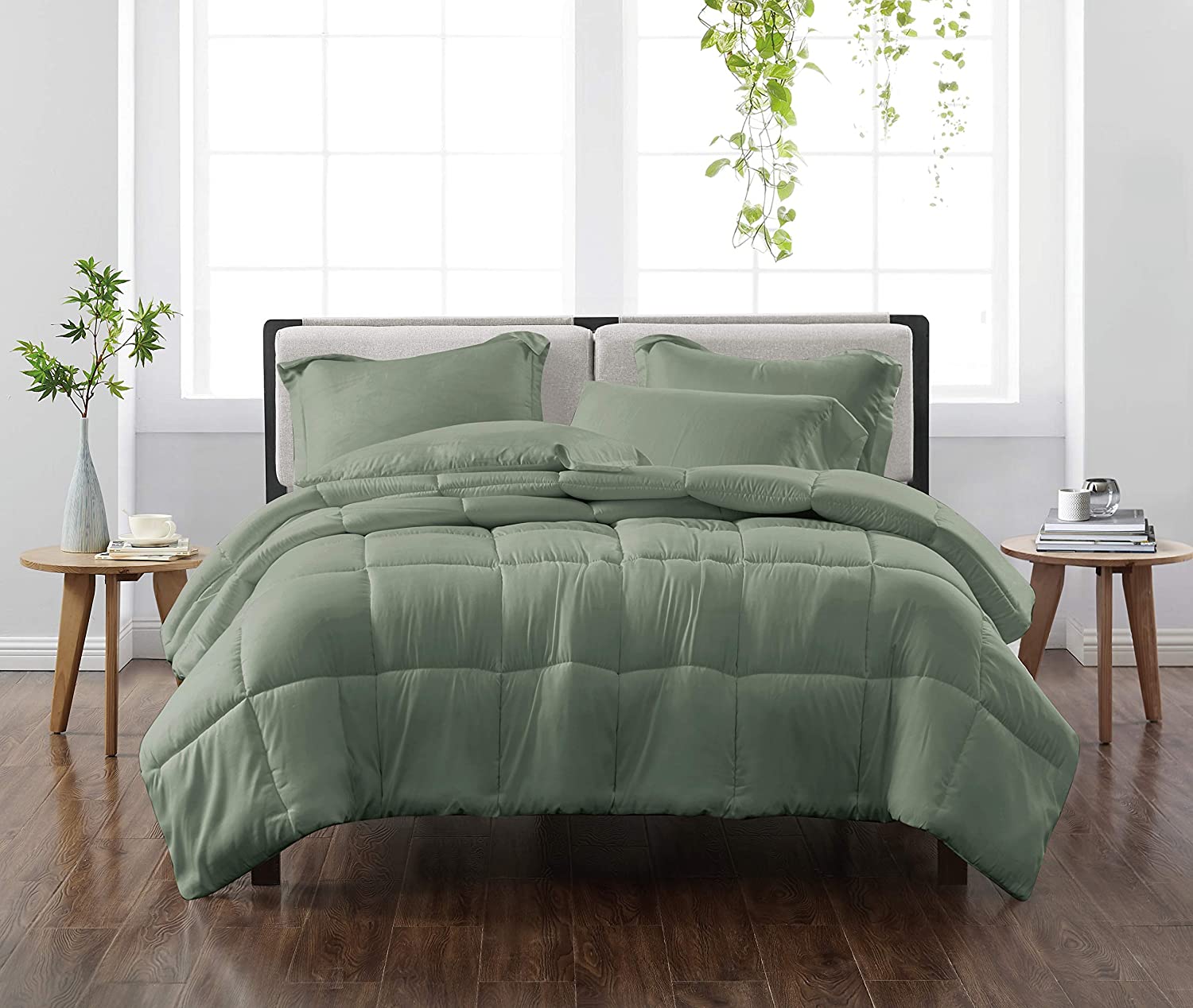 B08Q3GB622 Cannon Solid Comforter Set, Twin, Green