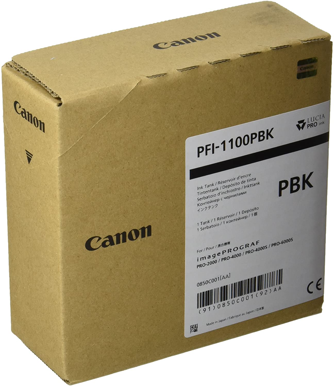 B01GJ9AT6K CANON PFI-1100 Ink Photo Black Standard Capacity 160 ml Pack of 1 iPF Pro2000/4000S/6000S
