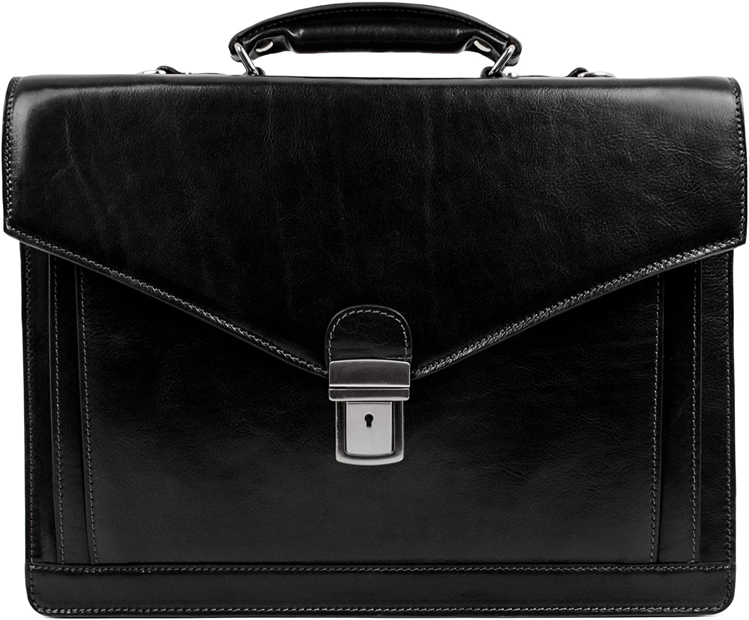 B01KY17FQ6 Leather Briefcase for Men Handmade Italian Business Bag Classy Black Attache Case - Time Resistance