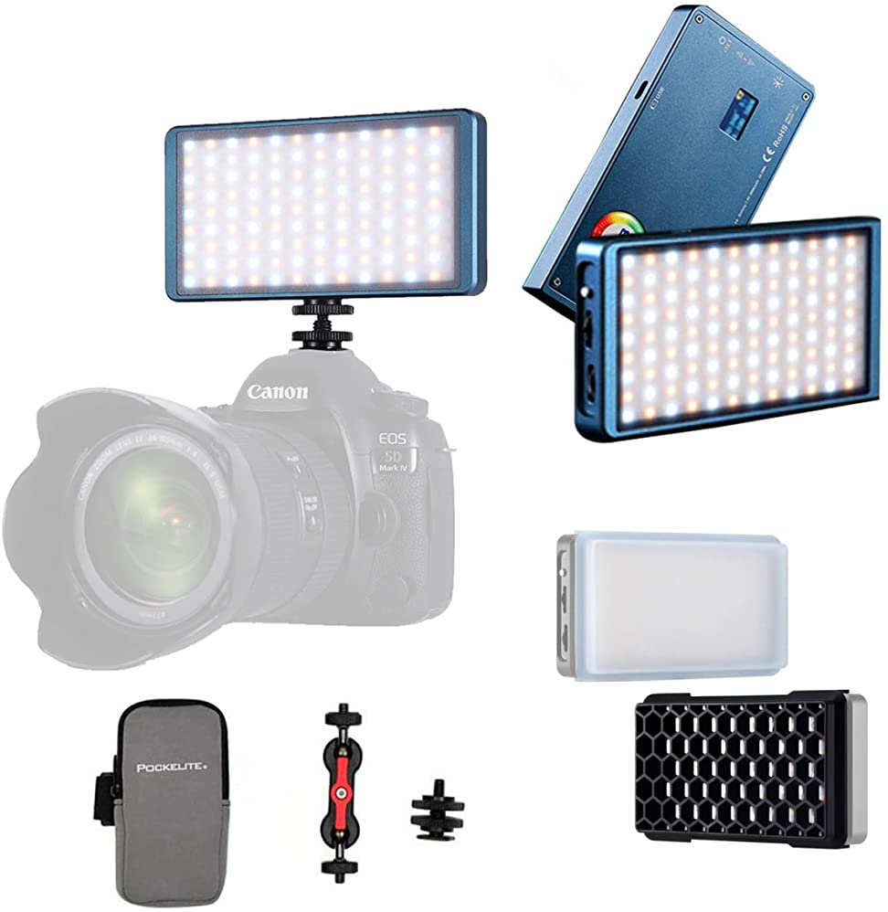 B07VTP44R2 FalconEyes F7 12W RGB LED Mini Pocket On Camera Light with Honeycomb Grid and Softbox, Preset 18 Special-Effect Scenario Mode, Magnet Adsorbing Funtion