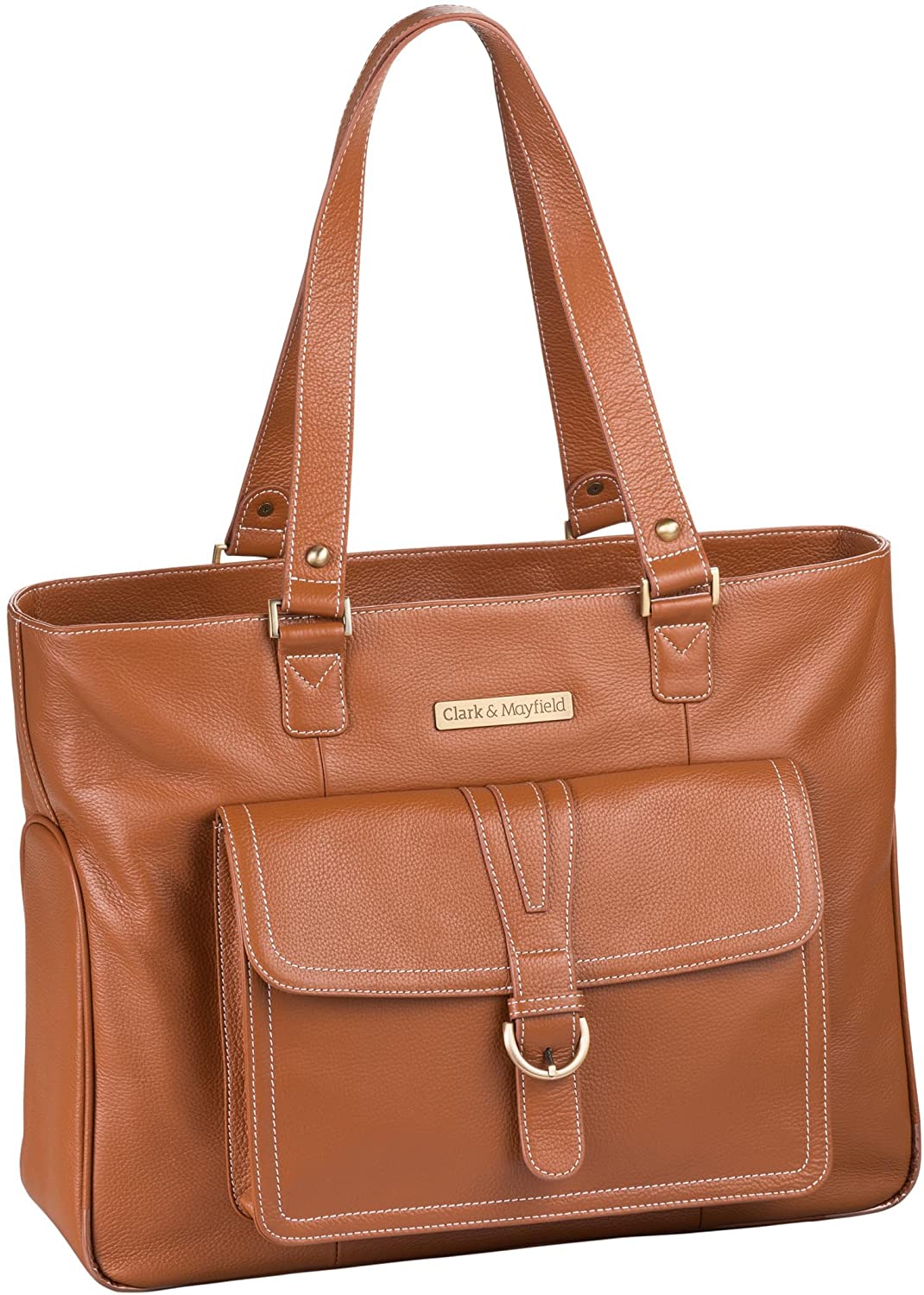 B076ZXZM15 Clark & Mayfield Stafford Pro Leather Laptop Tote 17.3" (Camel)