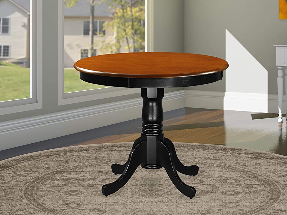 B01M22WTM5 East West Furniture ANT-BLK-TP Beautiful Dining Room Table - Cherry Table Top Surface and Black Finish legs Hardwood Frame Wood Table