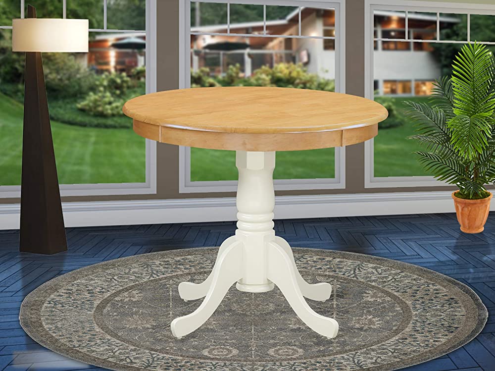 B07KS1QKSK East West Furniture ANT-OLW-TP Antique Table 36" Round with Oak and Linen White Finish