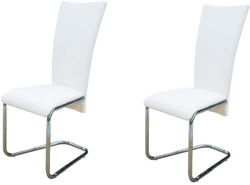 B074VZF8NH Daonanba Set of 2 White Artificial Leather Kitchen or Dining Room Chair