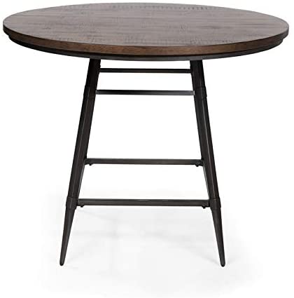 B07CYF6MRT BOWERY HILL 45" Industrial Round Counter Height Dining Table in Weathered Gray
