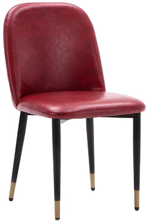 B088FXQHQC SJWA Kitchen Dining Chairs,PU Leather Leisure for Living Room Bedroom Kitchen Gold-Plated Feet Household Desk Chair (Color : Wine red)