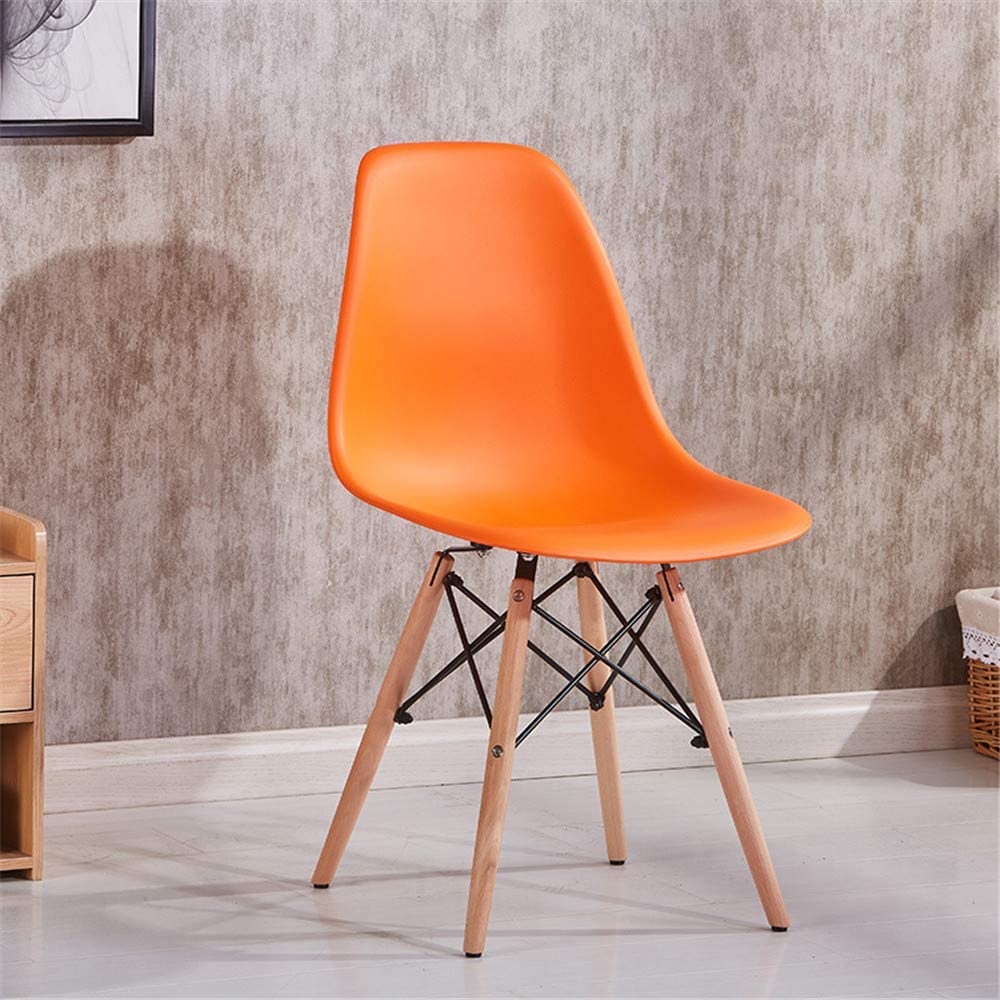 B087BY6ZH4 CYOUZHE Modern Plastic Dining Chair with Wood Legs, Mid Century Modern Cushion Seat Chair, for Kitchen Dining Room Club,Orange