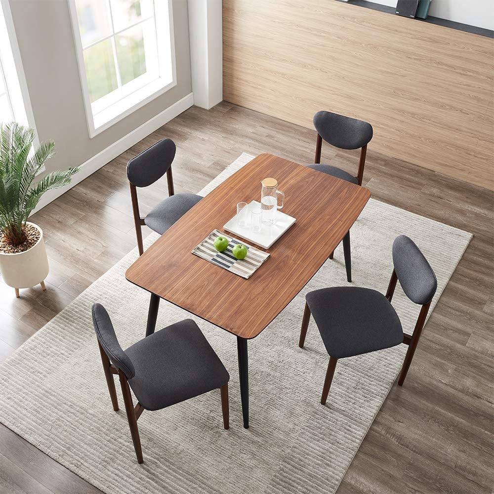 B08L7Y7CJD Homelody Mid Century Modern Dining Table Wood Dining Table Modern Desk with Black Metal Legs and Natural Rectangular Top for Kitchen Dining Room and Living Room Wood Colour
