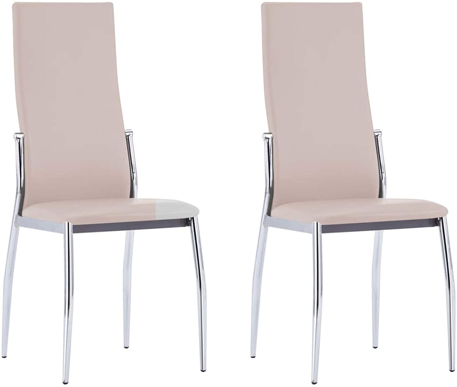 B08NTCKJF7 Tidyard 2 Piece Dining Chairs Faux Leather Upholstery Armless Side Chair with Metal Legs Cappuccino for Kitchen, Dining Room, Living Room Home Furniture 21.3 x 17 x 39.4 Inches (W x D x H)