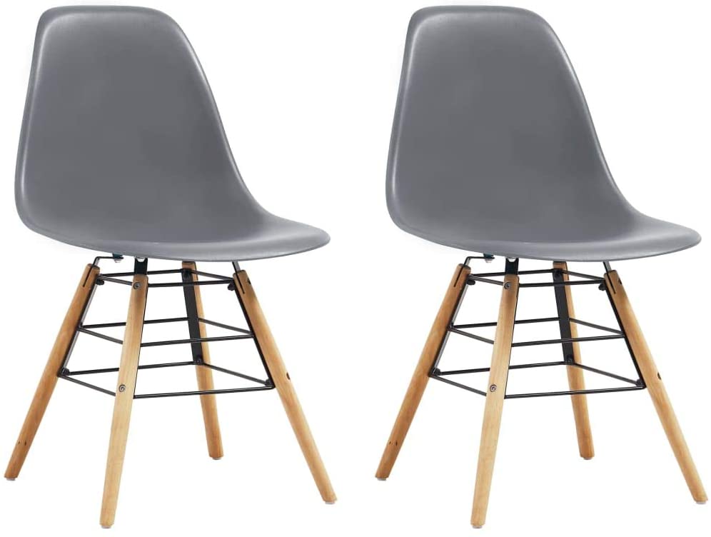 B085Q4V7GS Unfade Memory Modern Style Dining Chairs Plastic Chairs for Kitchen Dining Bedroom Living Room Side Chairs (2 pcs, Gray)