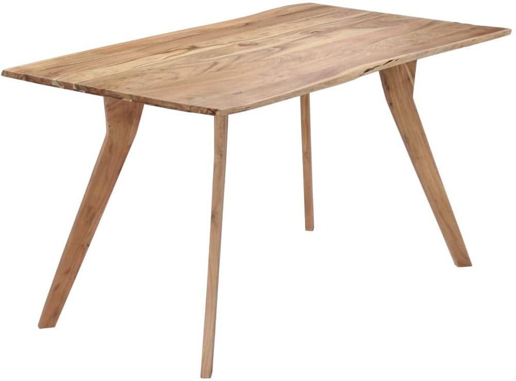 B081X2S38Z Canditree Rectangular Dining Table, Mid Century Modern Kitchen Table Solid Acacia Wood (55.1"x31.5"x29.9")