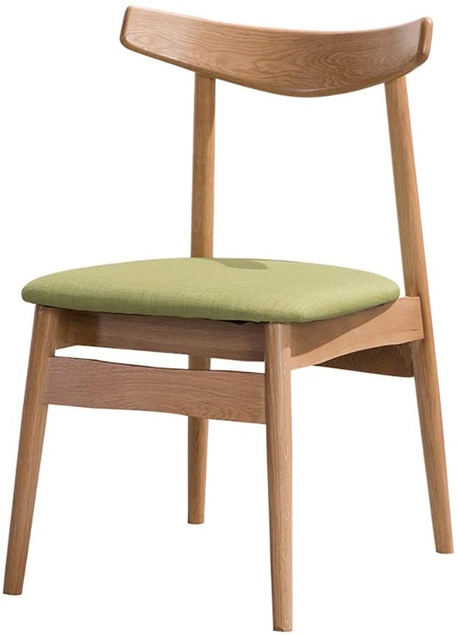 B08BL13QBS ROBDAE Dining Chair 2 Chairs Creative Solid Wood Dining Chair Fabric Coffee Chair Theme Restaurant Leisure Chair for Kitchen Dining Room (Color : Green, Size : 45cm x 53cm x 80cm)
