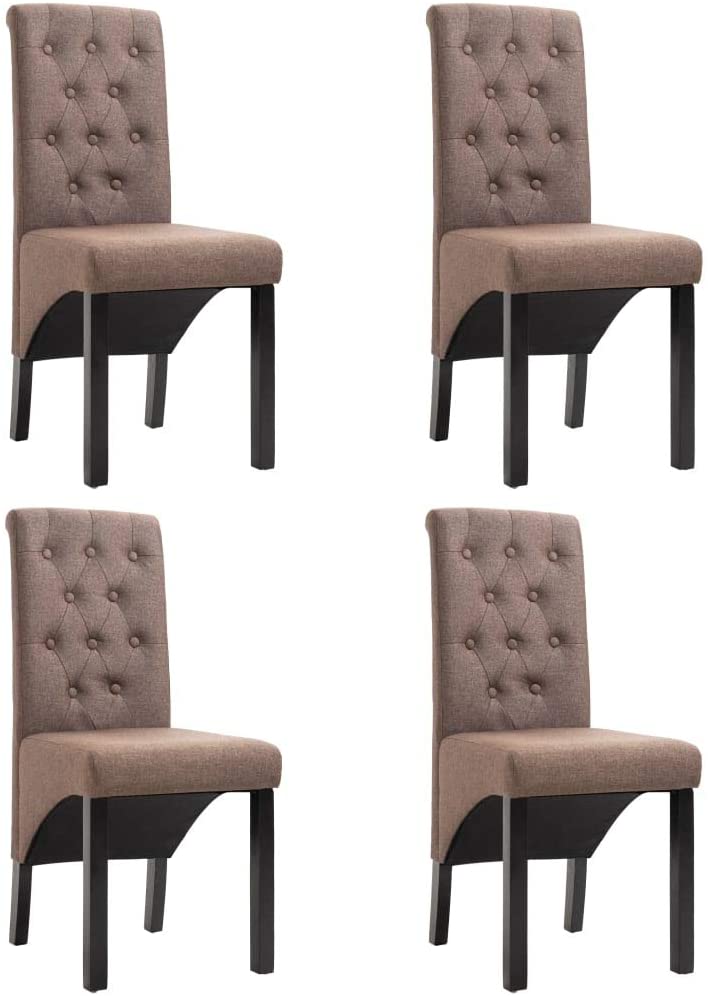 B0878YJ7DY vidaXL Dining Chairs Set of 4, Modern Style Dining Chairs with Fabric Padded Seat, Lounge Chair for Dining Room Living Room Kitchen Pub（Brown）
