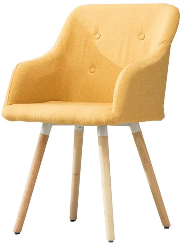 B0892YYTSJ ZLQ Dining Chairs Mid-Century Modern Kitchen Accent Dining Living Room Backrest Arm Chair, Natural Wood Legs Rubber Chair Foot Mute Mat (Color : Yellow)