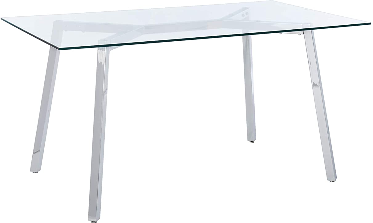 B078W6J1Q1 Christopher Knight Home Zavier Tempered Glass Dining Table, Clear / Chrome