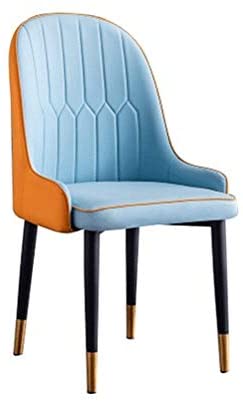 B089ZVKSQM SJWA Kitchen Dining Chairs,PU with Metal Legs for Living Room and Counter Lounge Household Desk Chair (Color : Blue)