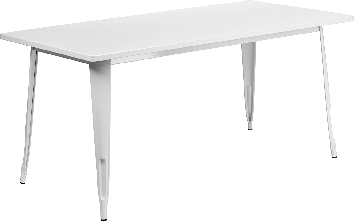 B01DGQHCRI Flash Furniture Commercial Grade 31.5" x 63" Rectangular White Metal Indoor-Outdoor Table