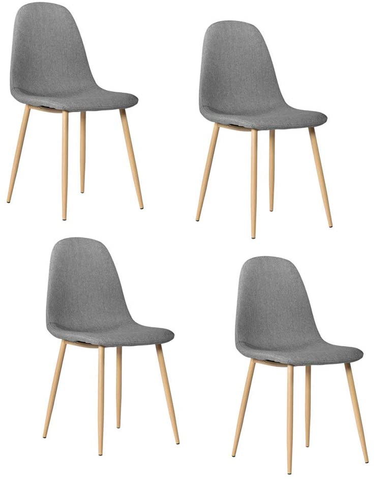 B07TV5CL3R Simply-Me Modern Dining Chairs Set of 4 Kitchen Chairs Dining Side Chairs for Home Kitchen Living Room,Grey Ventilate Fabric Cushion