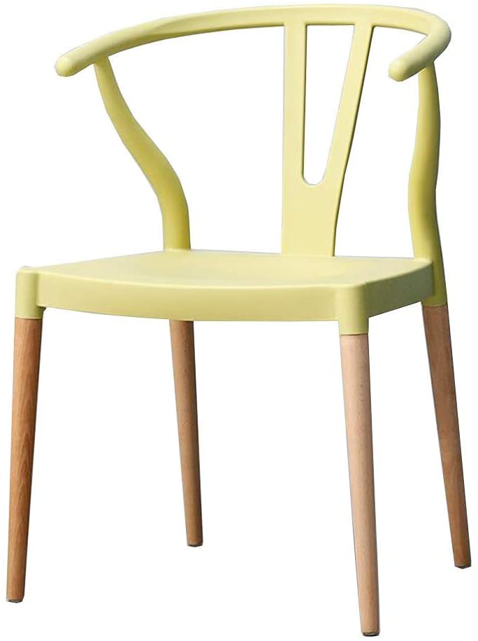B087C6P1LC ZHONGQI Comfortable Chairs Dining Chairs, Modern Style Wood Legs Kitchen Chair Dining Room Chair Plastic Seat Living Room Durable Strong (Color : White),Colour:Green (Color : Yellow)