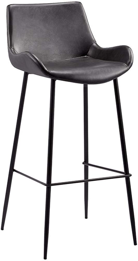 B07Y7KJ4KL AINIYF Bar Stools Dining Chairs with Back and Footrest，Suitable for Kitchen and Dining Room, PU Leather /19x17.3x39inches (Color : Black)
