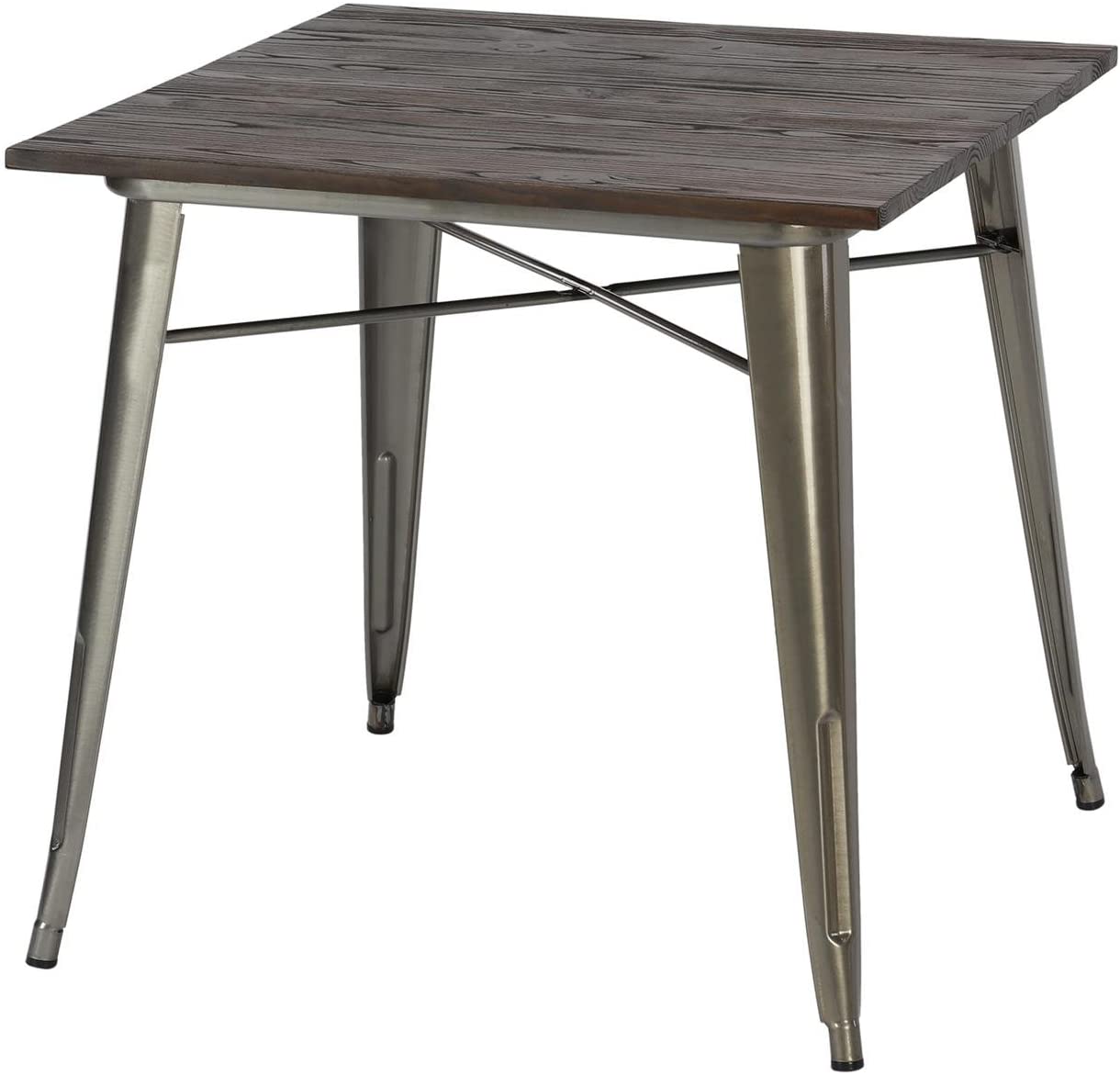 B01IONZPTK DHP Fusion Metal Square Dining Table with Wood Table Top, Distressed Metal Finish for Industrial Appeal, Antique Gun Metal