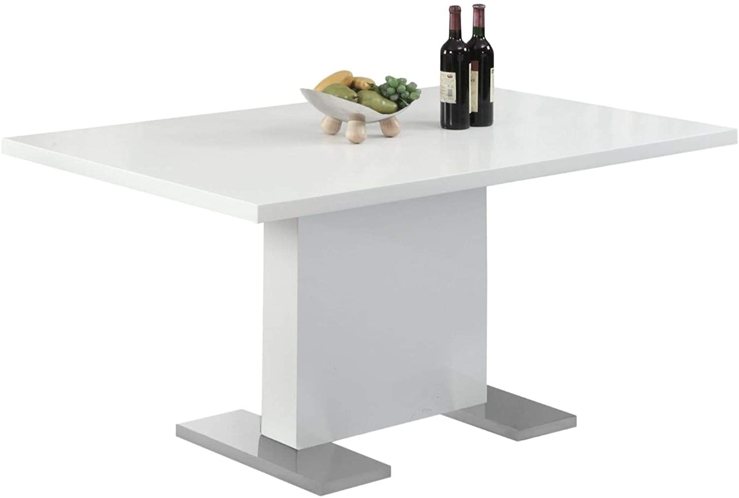 B0894WQWY8 Offex 35" x 60" High Glossy White Dining Table with Chrome-Look Feet