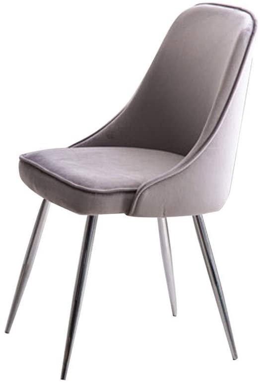 B089FBRQFD Soft Velvet Dining Chair,for Living Room Bedroom Kitchen Makeup Dressing Chair Home Leisure Study Chair (Color : Gray, Size : Silver Legs)