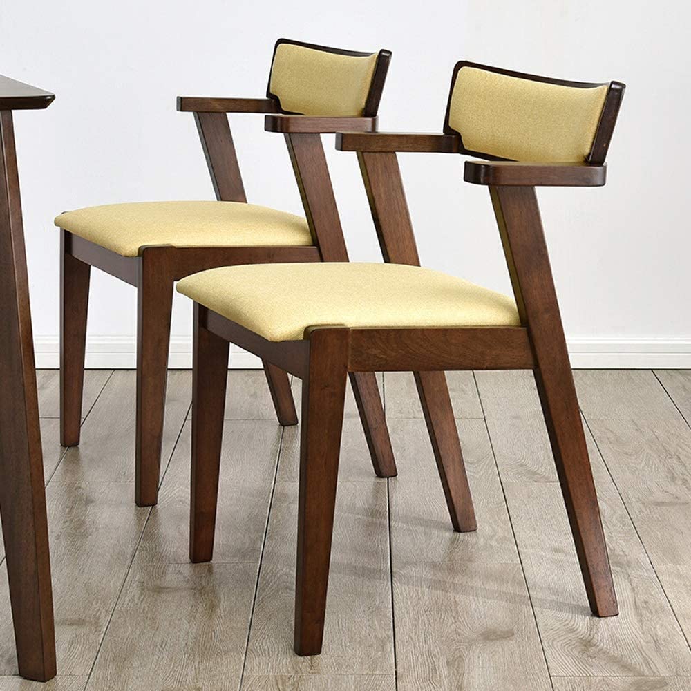 B083FH62KK ROBDAE Dining Chair Living Room Chair Wood Dining Chair Minimalist Nordic Backrest Desk Chair 2 Sets for Kitchen Dining Room (Color : Yellow, Size : 48x50x65cm)