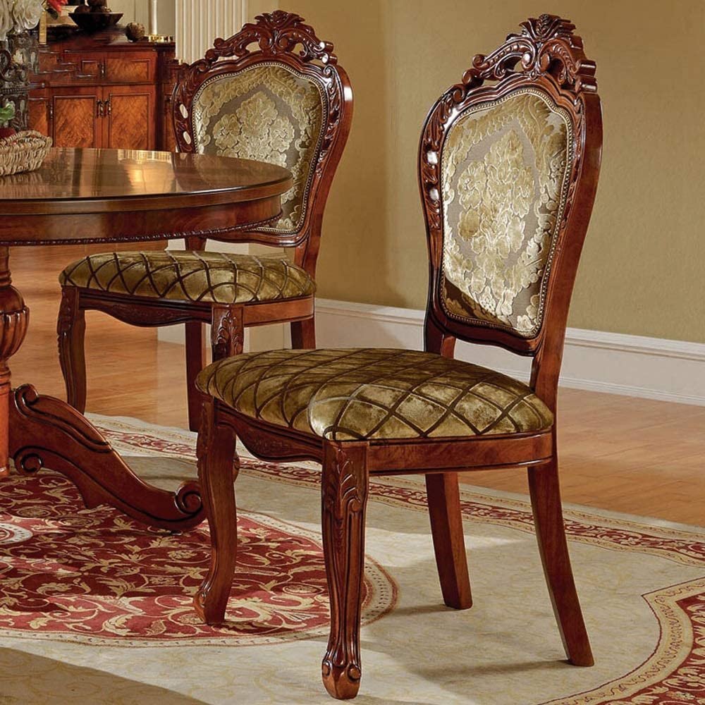 B08HQTS5C2 ROBDAE Dining Chair European Dining Chair American Solid Wood Oak Chair Armchair Mahjong Chair 2 Pieces for Kitchen Dining Room (Color : Brown, Size : 52x50x106cm)