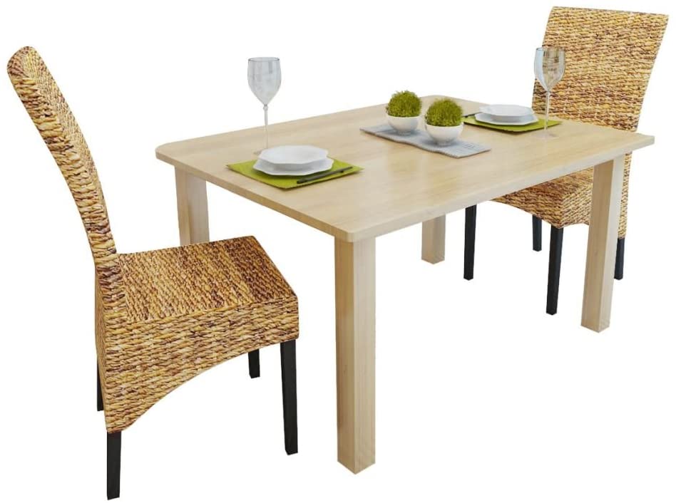 B0878Y8QJH vidaXL Rattan Chairs Set of 2, Dining Chair Ergonomic High Back Kitchen Chair for Dining Room, Armless, Wood feet, Solid Mango Wood