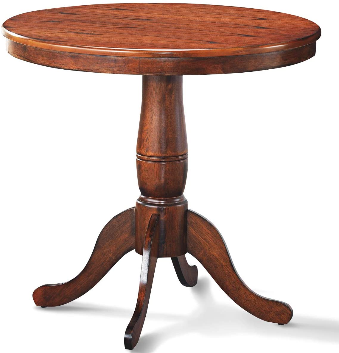B082YZT4RM Giantex Table 30" Wooden Round Pub Pedestal Side Table, Adjustable Foot Pads, Spacious Table Top, Multi-Purpose Furniture for Bar, Kitchen, Dining Room, Restaurant End Table (30 Inch)