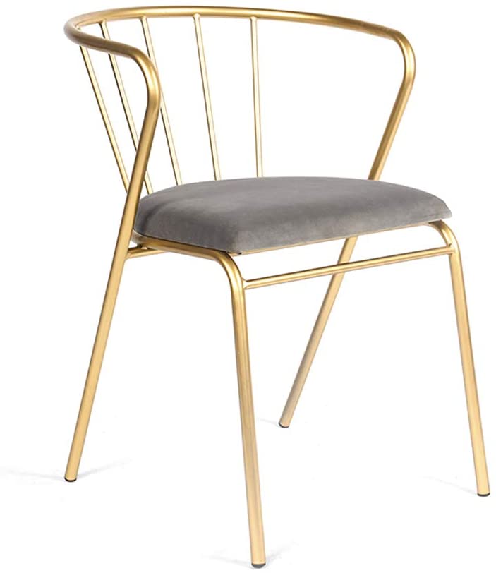 B07NV44Q4M Dining chair Lxn Modern Simplicity Design Golden Wrought Iron, Fabric Cushion Metal Legs,Dining Room, Kitchen, Bedroom, Lounge Side Economic Type Chairs - 1pcs