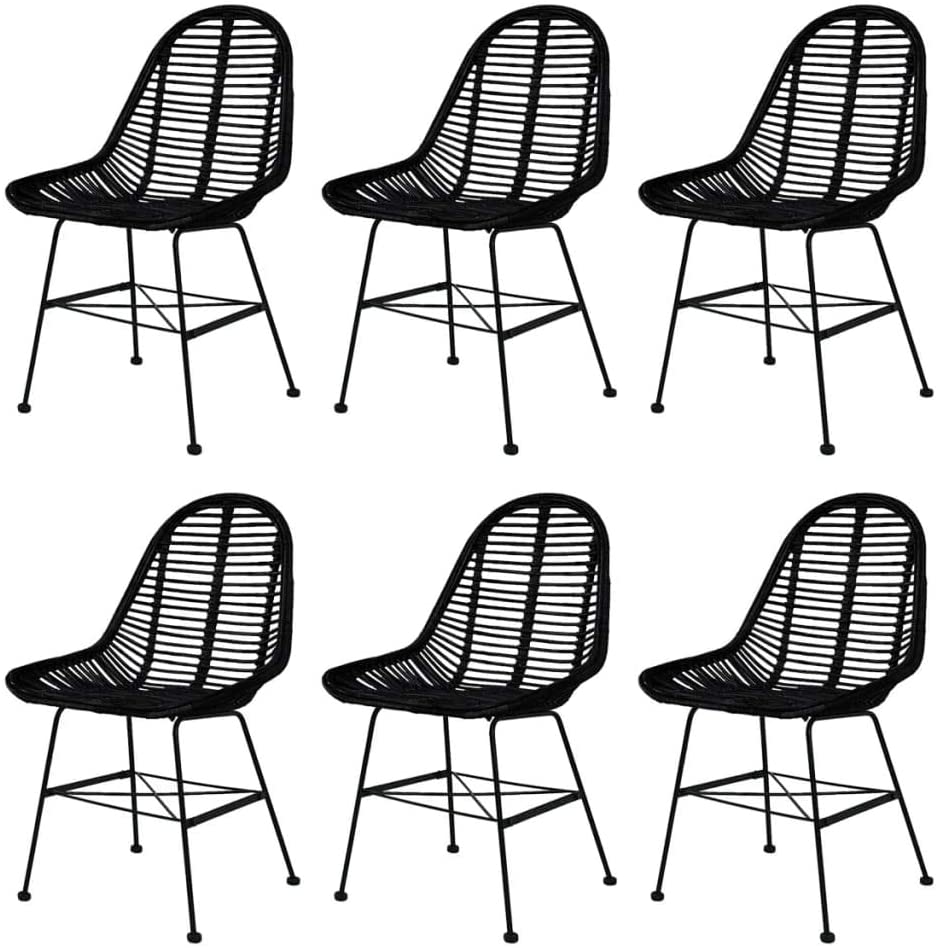 B0826RFCB4 Modern Style Dining Chair Chairs for Home/Kitchen/Dining Room Natural Rattan Black (6pcs)