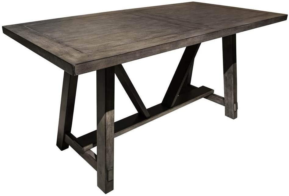 B07FFGJGN2 Home Fare Farmhouse Style Trestle Dining Table in Brown