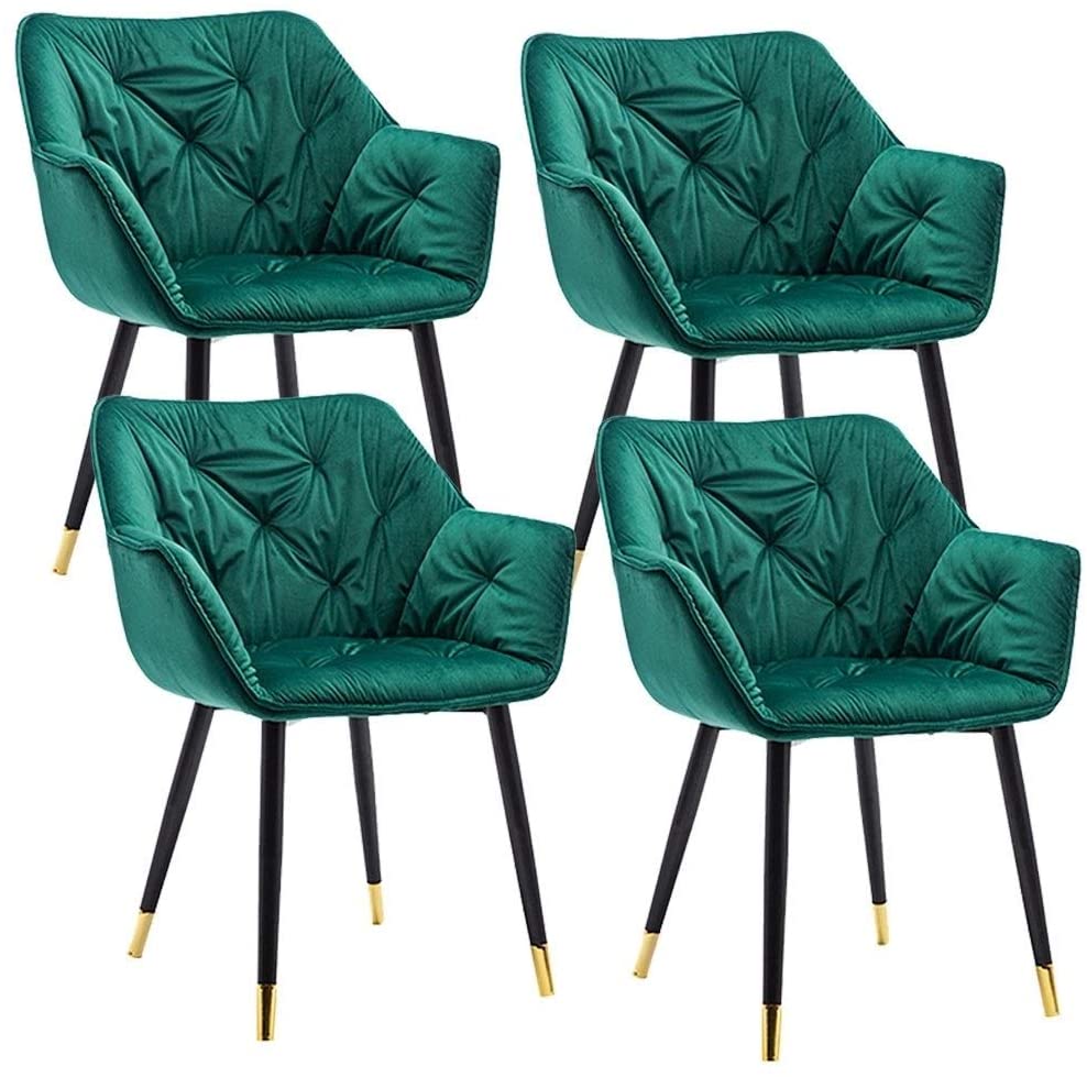 B08JV8ZC2H WWL Dining Chair 4pcs Dining Chairs Armchair Stylish Chairs Flannel with Metal Legs Upholstered Seat for Living Room/Kitchen Dining Chair for Kitchen Dining Bedroom (Color : B)