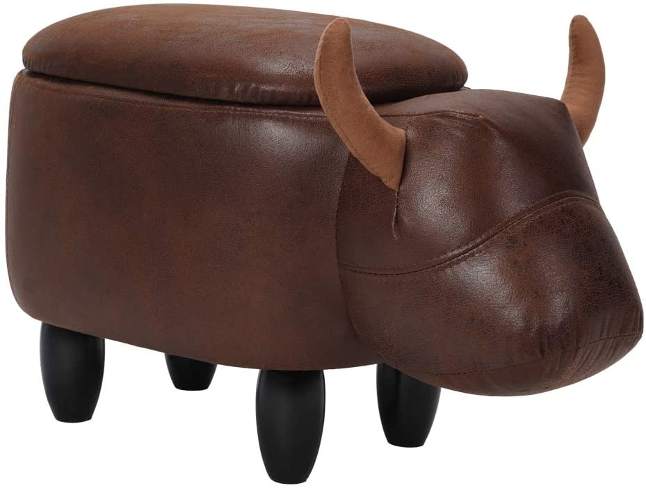 B07RT3K2QS Cocoarm Multi-Functional Animal Shape Ottoman Foot Rest Stool, PU Leather Storage Stool with Vivid Adorable Animal-Like Features (Brown Buffalo)
