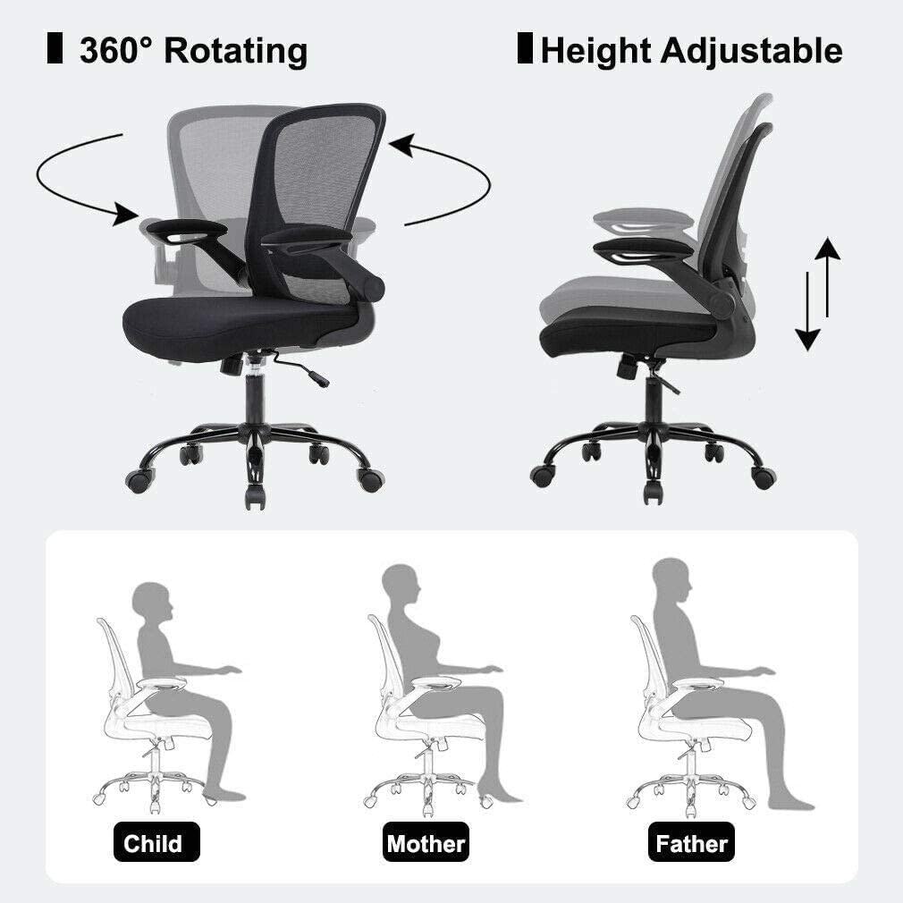 B08QZXZNT9 Executive Chair with Adjustable Lumbar Support Arms Headrest, High Back Mesh Home Office Chair, Ergonomic Desk Chair, Computer Chair, Arms Swivel